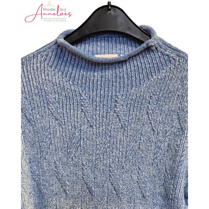 Blue Seven Pullover 248140 LM turtle chenille Blauw Blue Seven Pullover 248140 LM turtle chenille Blauw